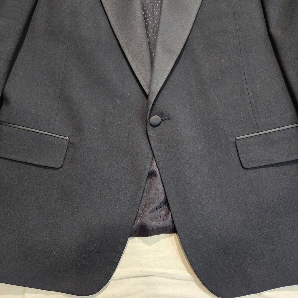 Vtg 80s Halston Tuxedo Jacket Black Wool Satin Made in USA Chest Size 42 - Picture 3 of 8